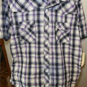 Wrangler Purple and White Pearl Snap Western Shirt Vintage